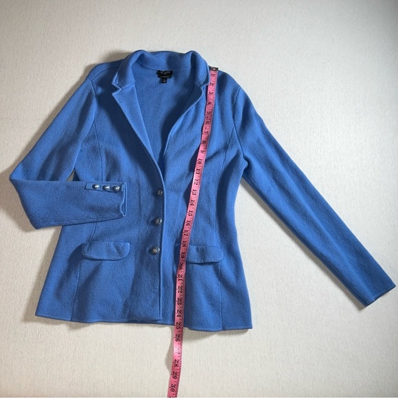 Talbots 100% Merino Wool Blue Nautical Sailor Sweater Blazer, Size MP - Picture 4 of 9